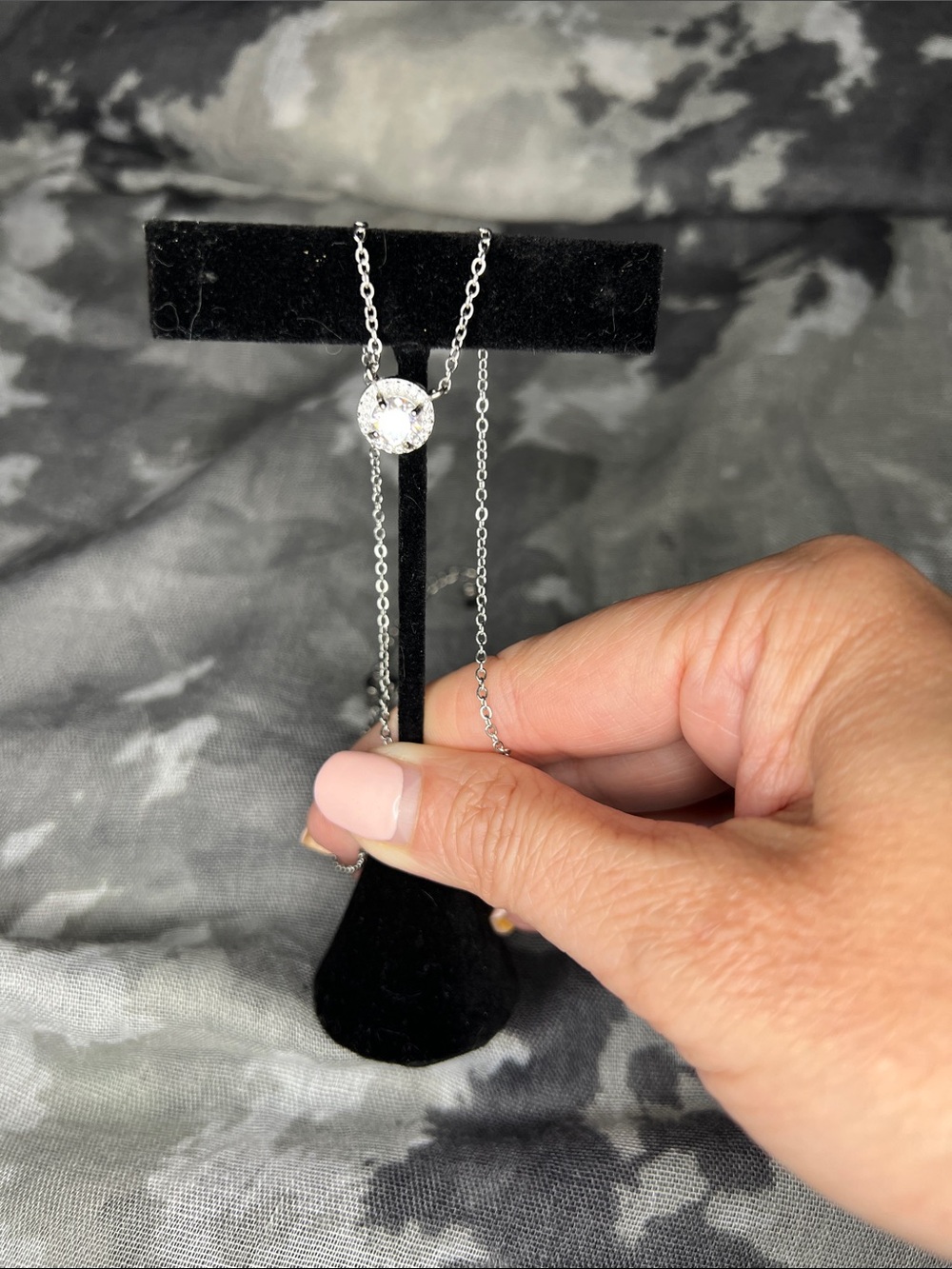 Sterling Silver Sparkling Moissanite Solitaire Necklace